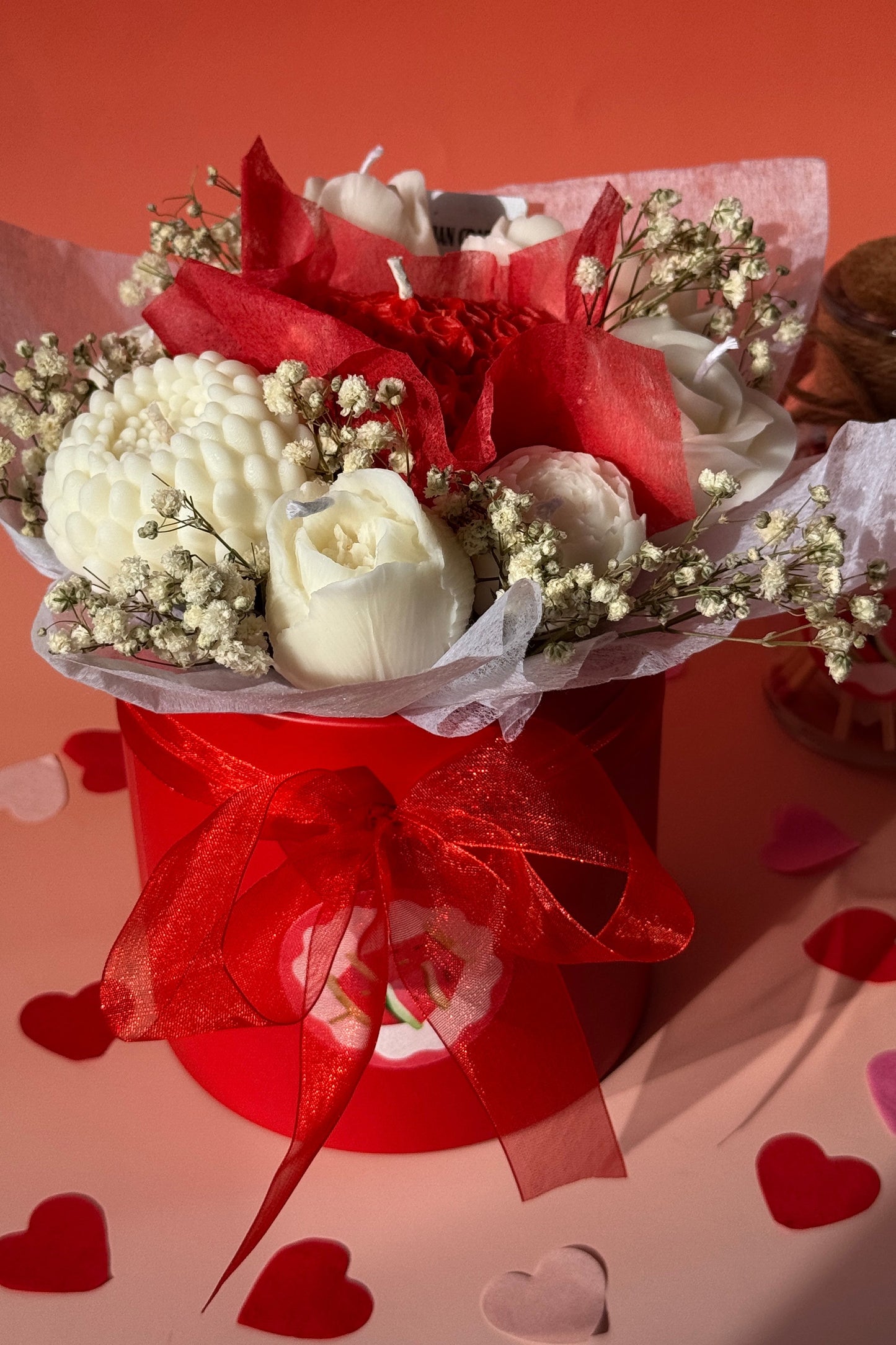 Khersonian Crafts Scented Flower Box Bouquet Candle Soy Wax Bees Wax