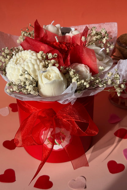 Khersonian Crafts Scented Flower Box Bouquet Candle Soy Wax Bees Wax