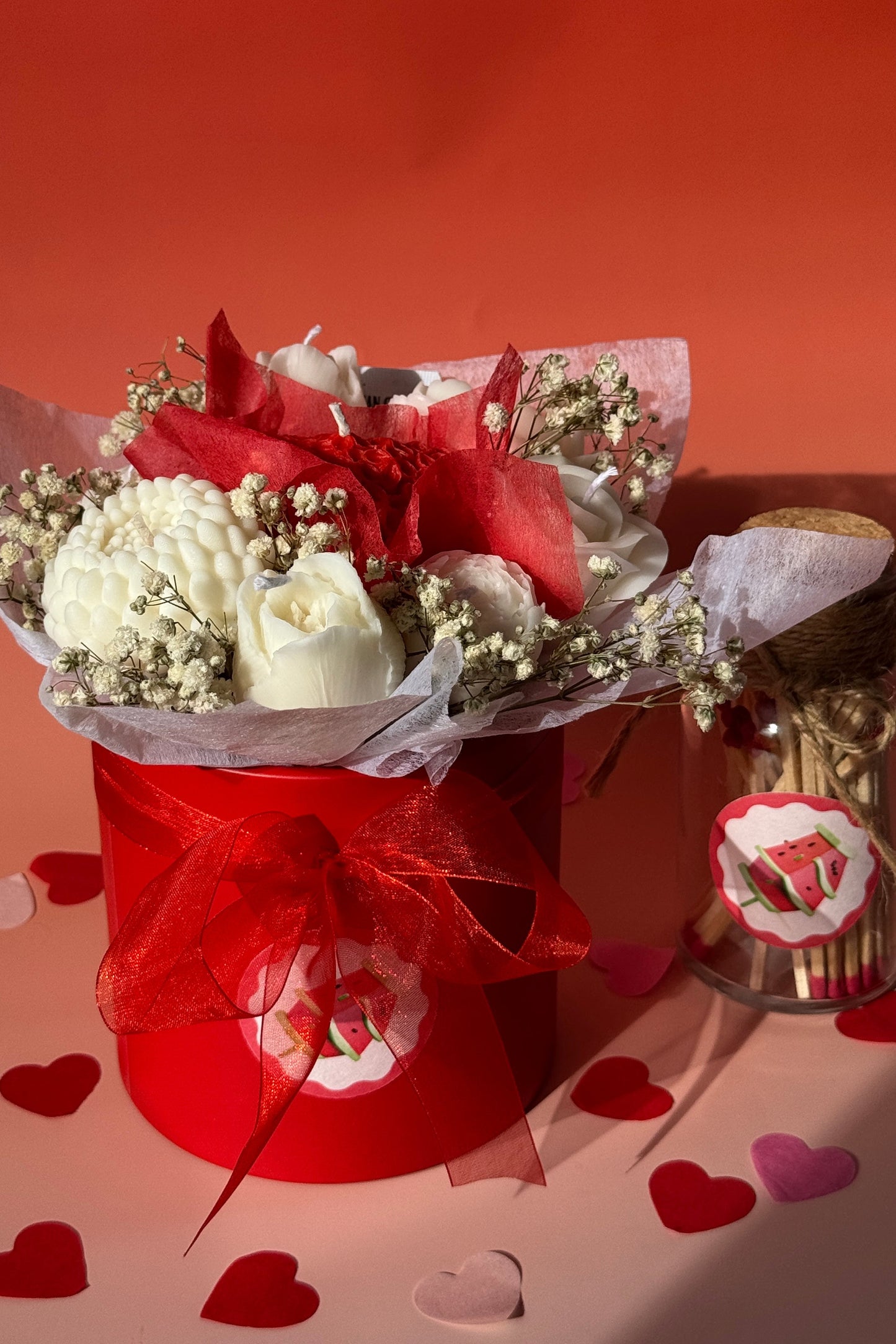 Khersonian Crafts Scented Flower Box Bouquet Candle Soy Wax Bees Wax