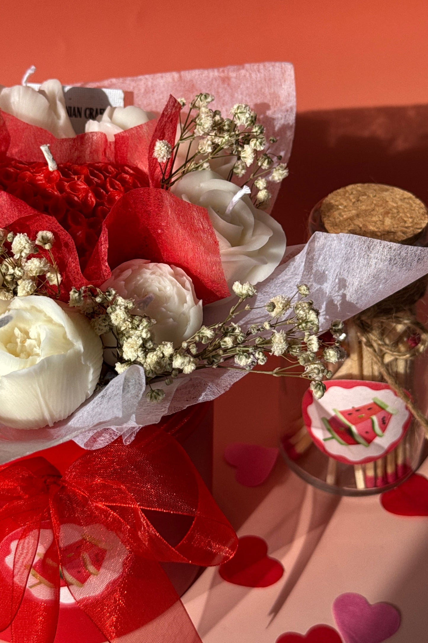 Khersonian Crafts Scented Flower Box Bouquet Candle Soy Wax Bees Wax