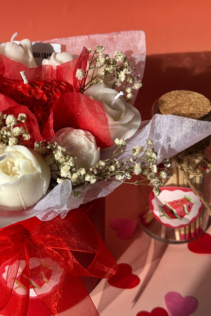 Khersonian Crafts Scented Flower Box Bouquet Candle Soy Wax Bees Wax